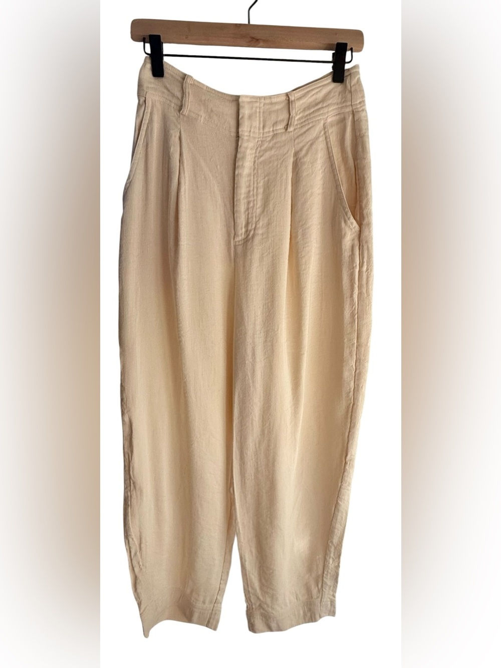 Apiece Apart Merida Pleated Barrel Leg Pants Peach Cream Viscose Linen Sz 8